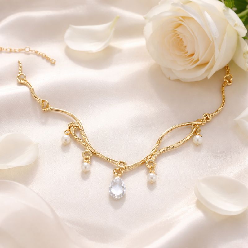 Necklace 18k gold plated silver - WAVE collection - Harry TiLLEY jewelry