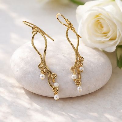 Earrings 18k gold-plated silver - WAVE collection - Harry TiLLEY jewelry
