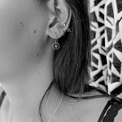 Playful gold-plated earrings with natural stones