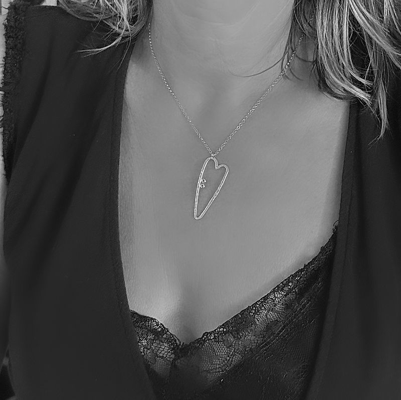 Silver heart-shaped pendant - original - unique - handmade