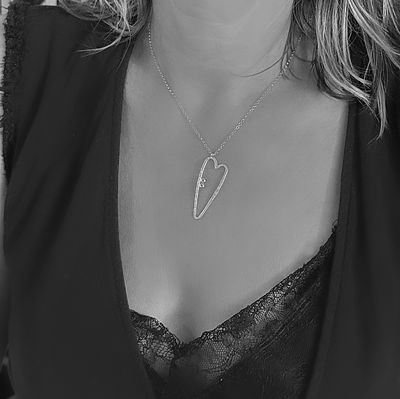 Silver heart-shaped pendant - original - unique - handmade