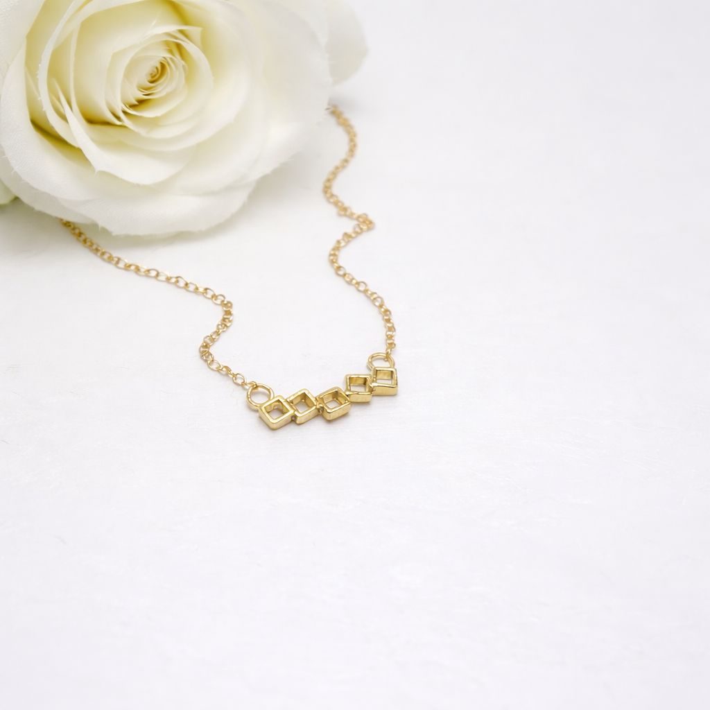 Lovely delicate necklace with squares in gold-plated silver