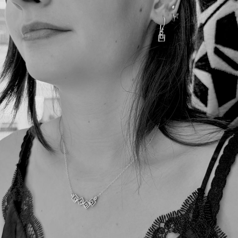 Necklace with many squares - Handmade by Harry TiLLEY - 925 silver