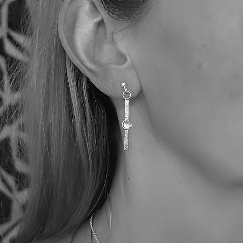 Silver earstuds - Moonstone