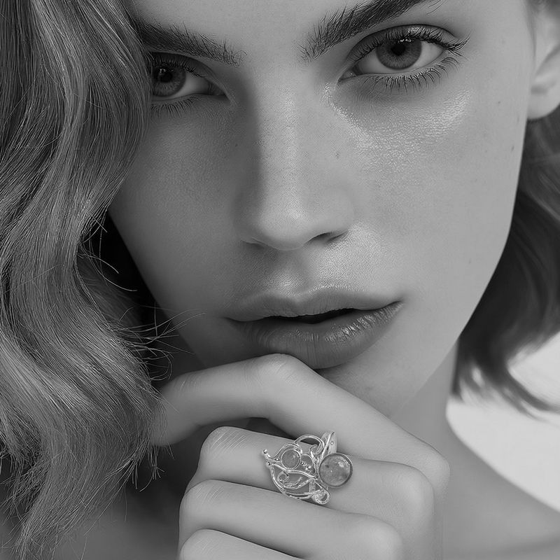 Silver fairy ring - Moonstone