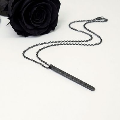 Sleek pendant with barcode design - Black patina - Men's jewelry