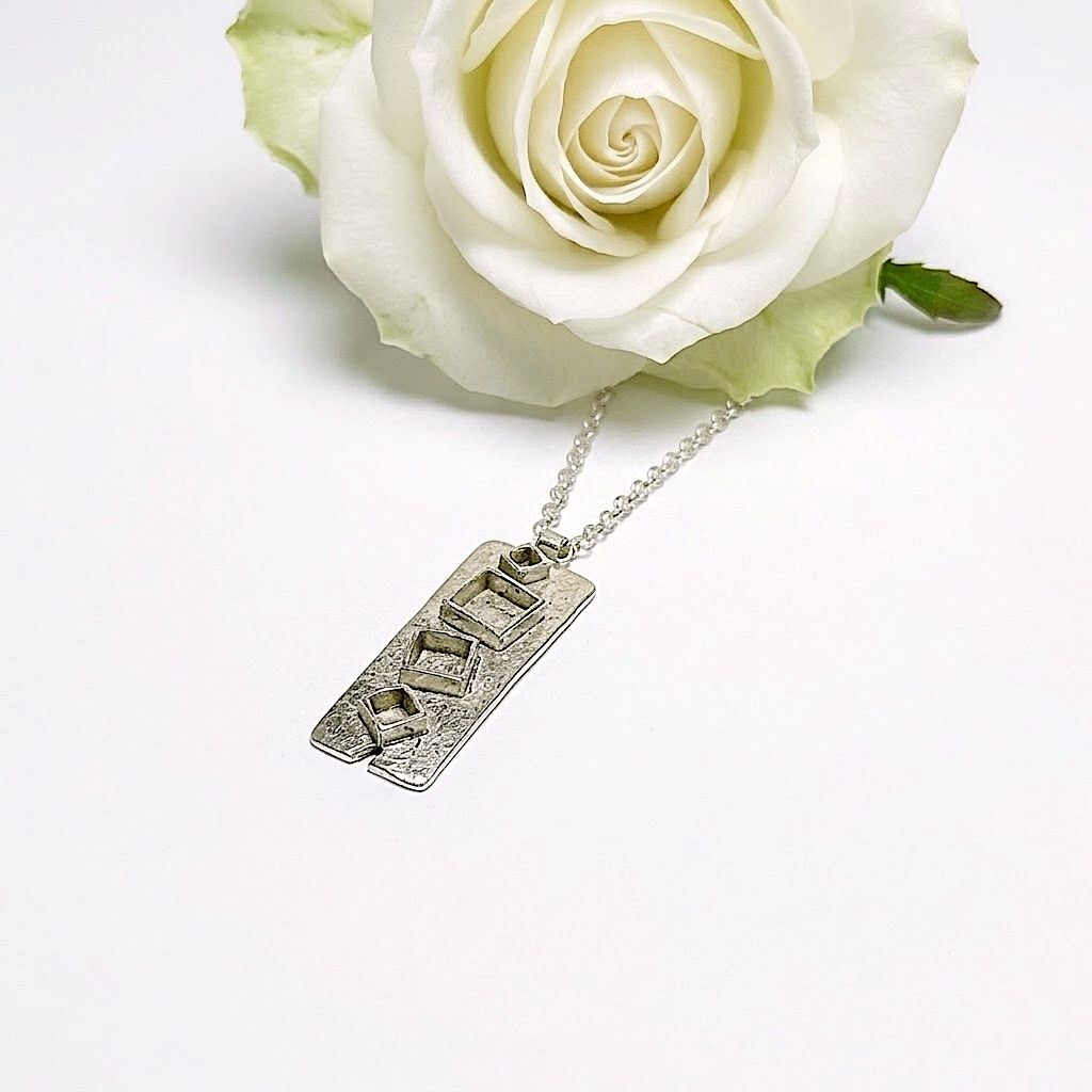 Pendant with squares - Handmade in sterling silver