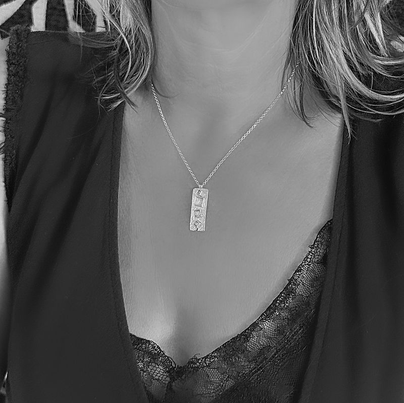 Pendant with squares - Handmade in sterling silver