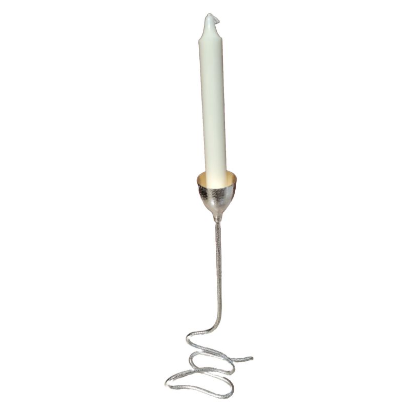Candeliere Argento Curvato con candela