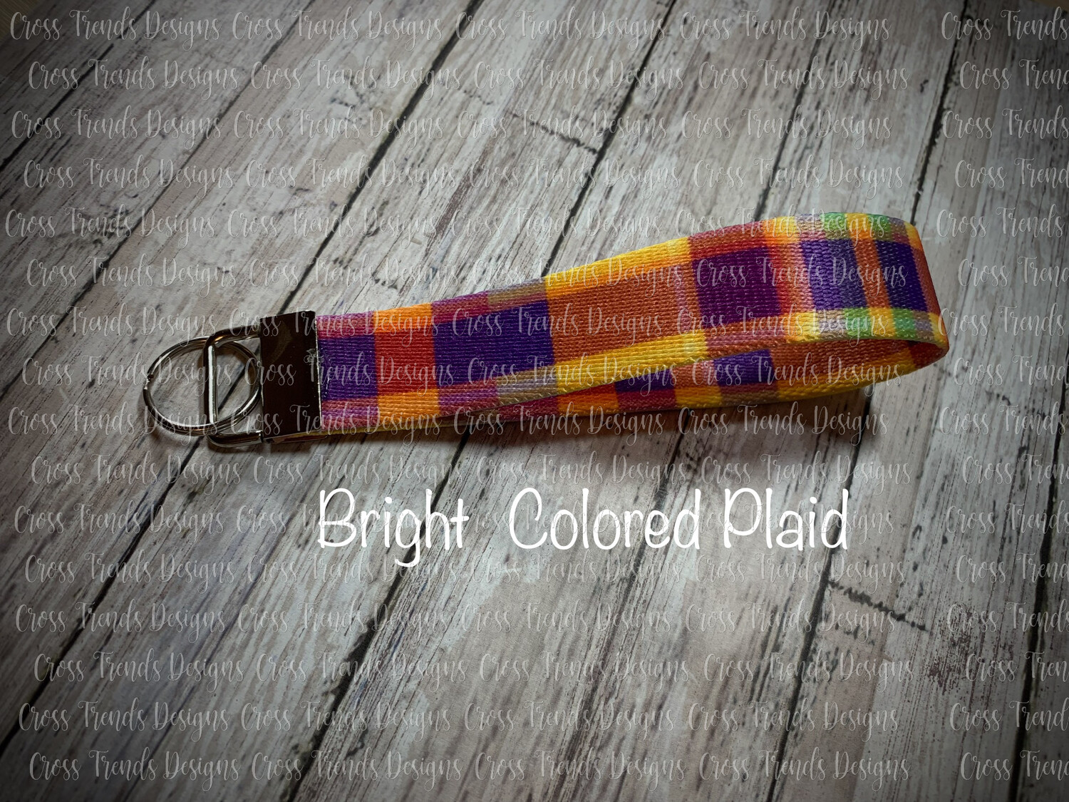 Bright Colored Plaid Keychain
