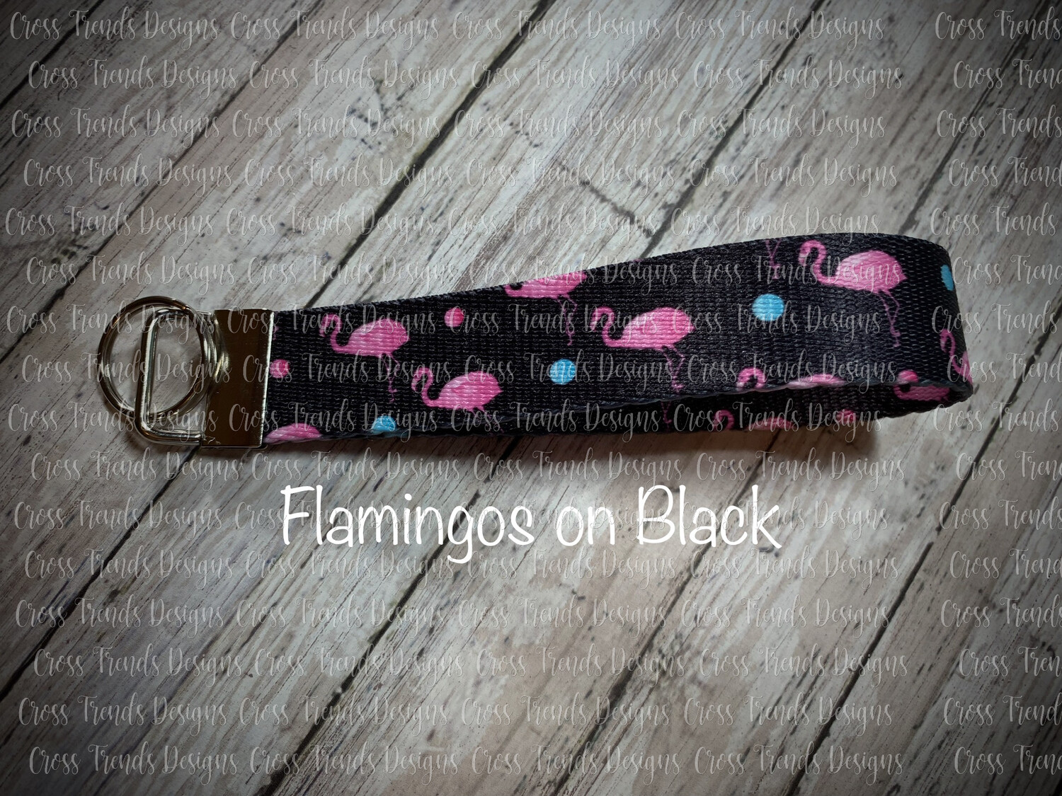 Flamingos on Black Keychain