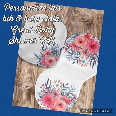 Girly Boho Customized Bib &amp; Burp Cloth