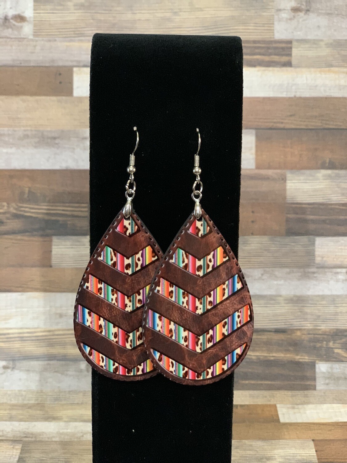 Leather And Serape Faux Finish Earrings