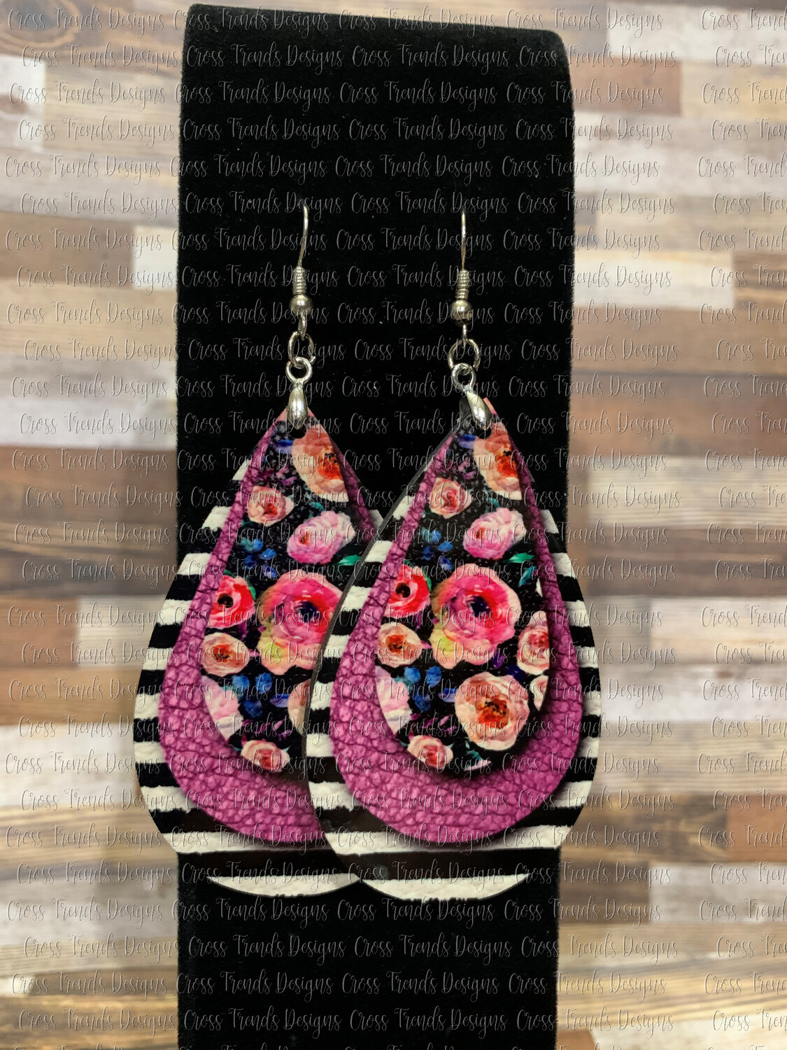 Beautiful Floral with Pink &amp; Black Striped Background