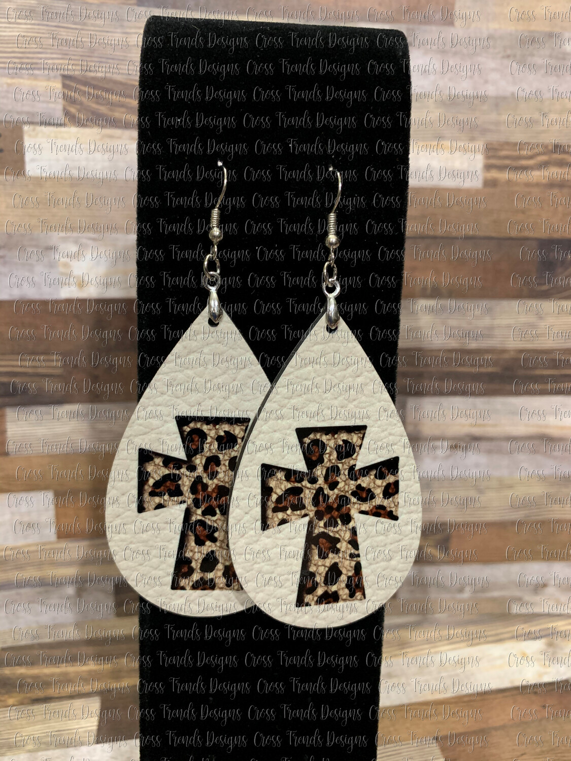 Cream Faux Leather and Cheetah Cross