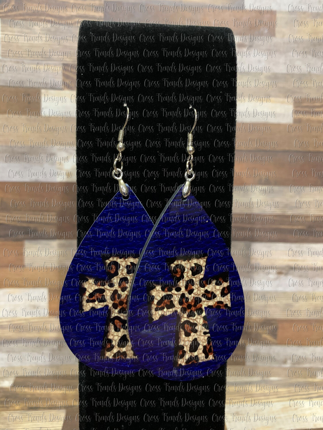 Royal Blue Faux Leather Cheetah Cross