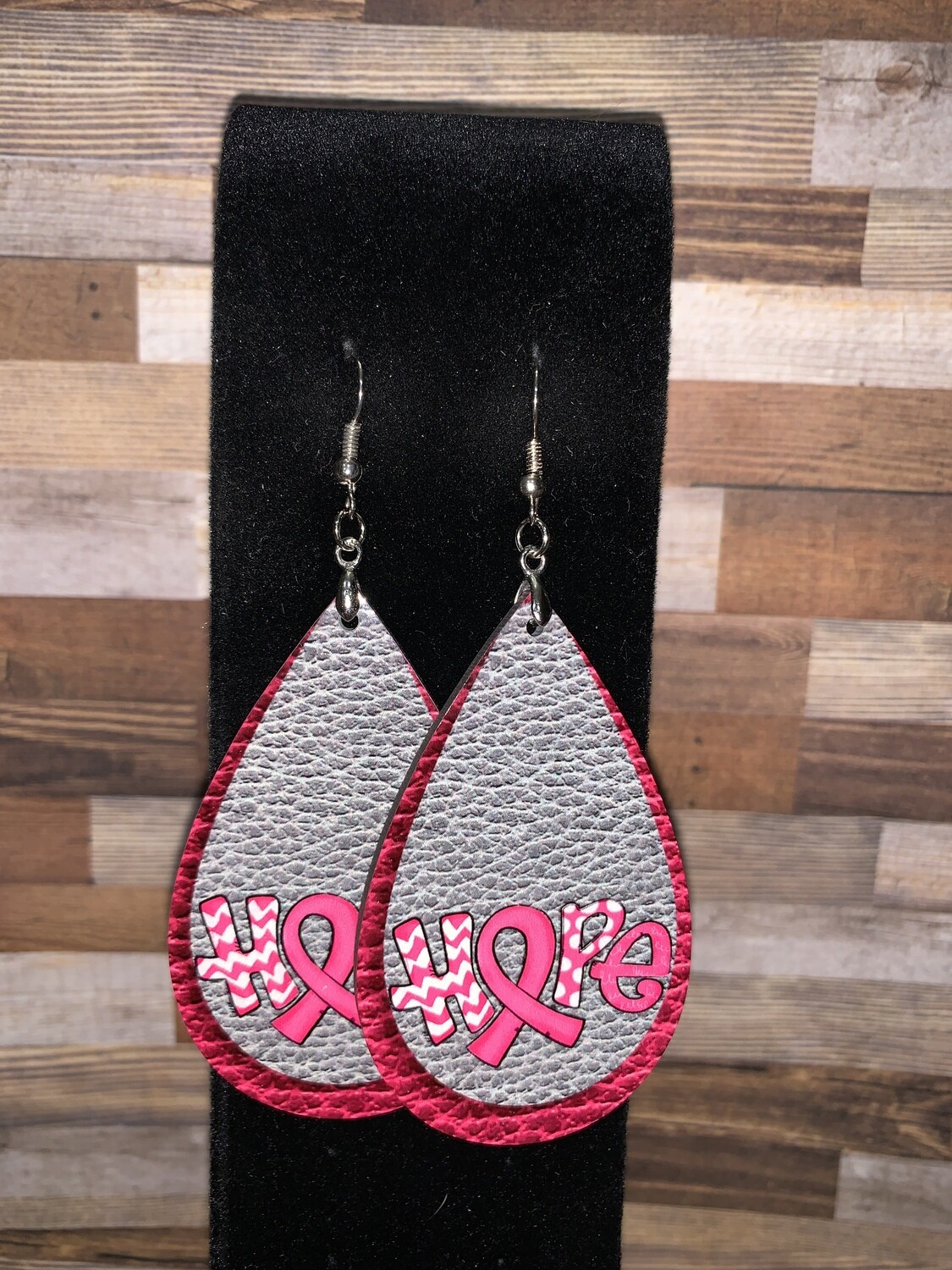 Silver/Grey Hope Earrings trimmed in Hot Pink