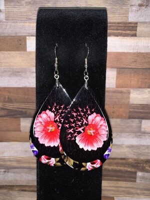Beautiful Floral Earrings with Support Ribbons as the Petals