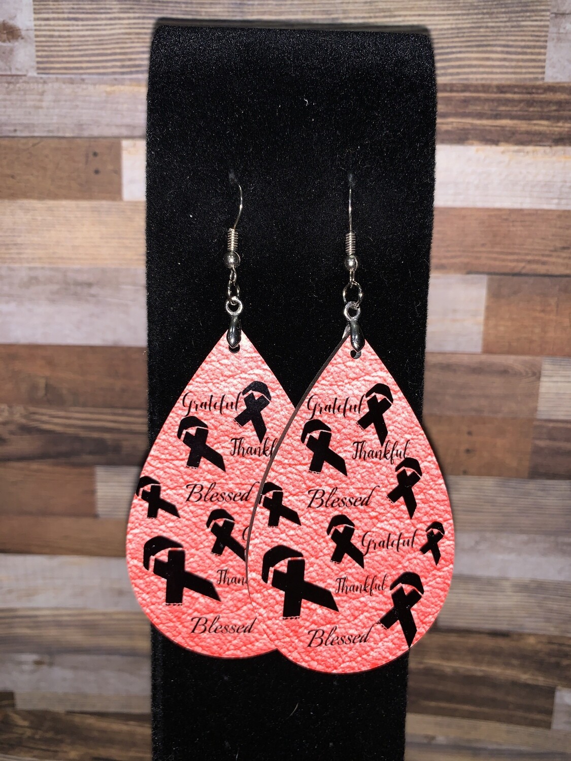Light Pink Teardrop Earrings with Words of Encouragement