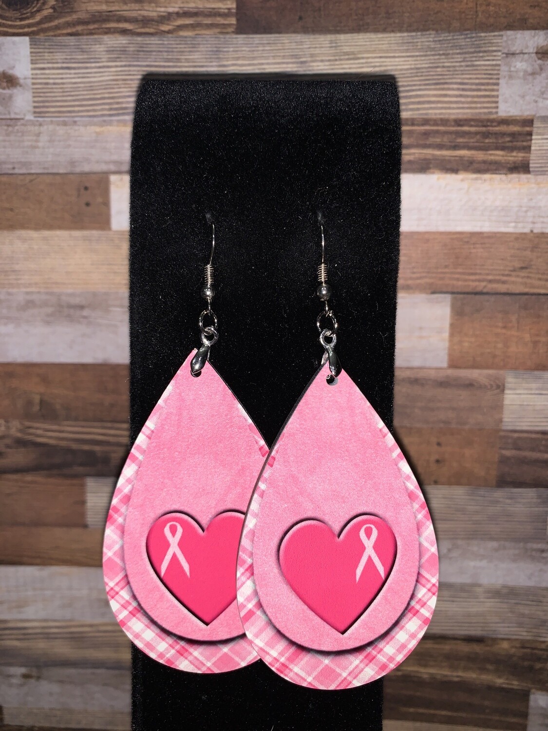 Bright Pink Teardrops With Hot Pink Heart &amp; Support Ribbon