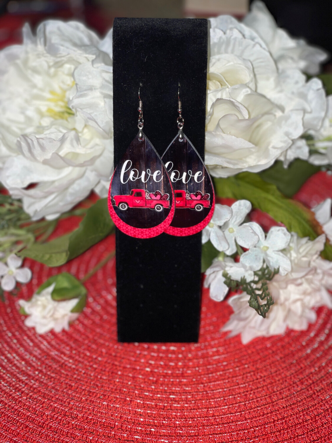 Love Valentine&#39;s Day Teardrop Earrings With Truck