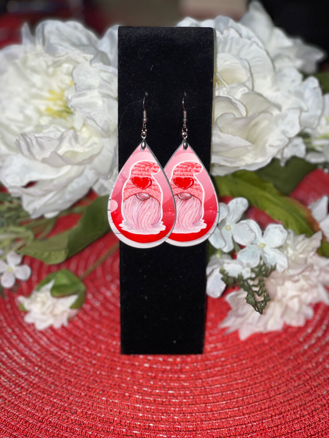 Gnome Pink Valentine&#39;s Day Earrings