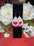 Striped Teardrop Earrings With Faux Glitter Hearts