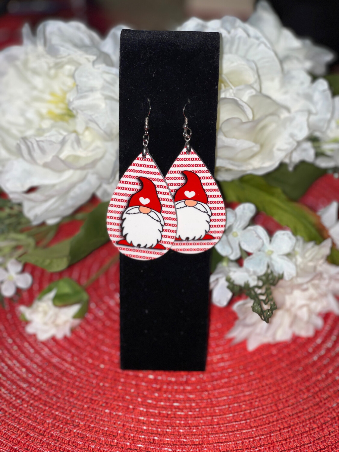 Gnome Earrings With X&#39;s &amp; O&#39;s Background