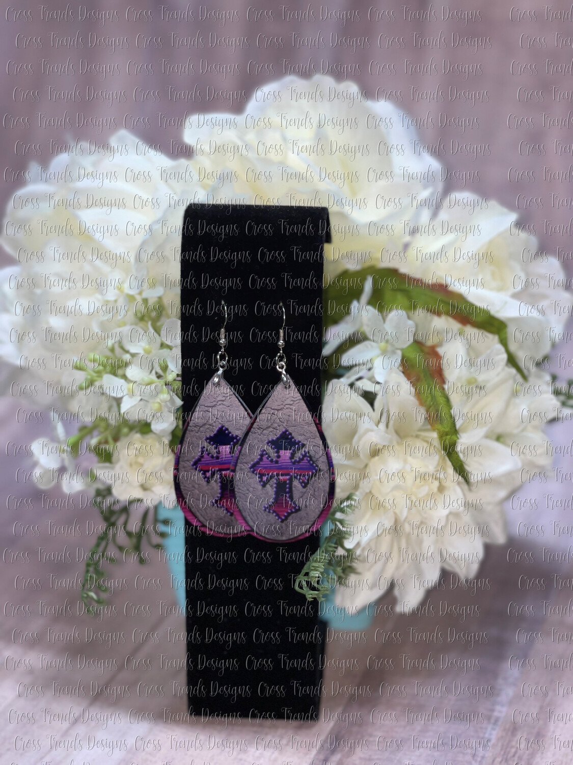 Purple Cross Serape Earrings