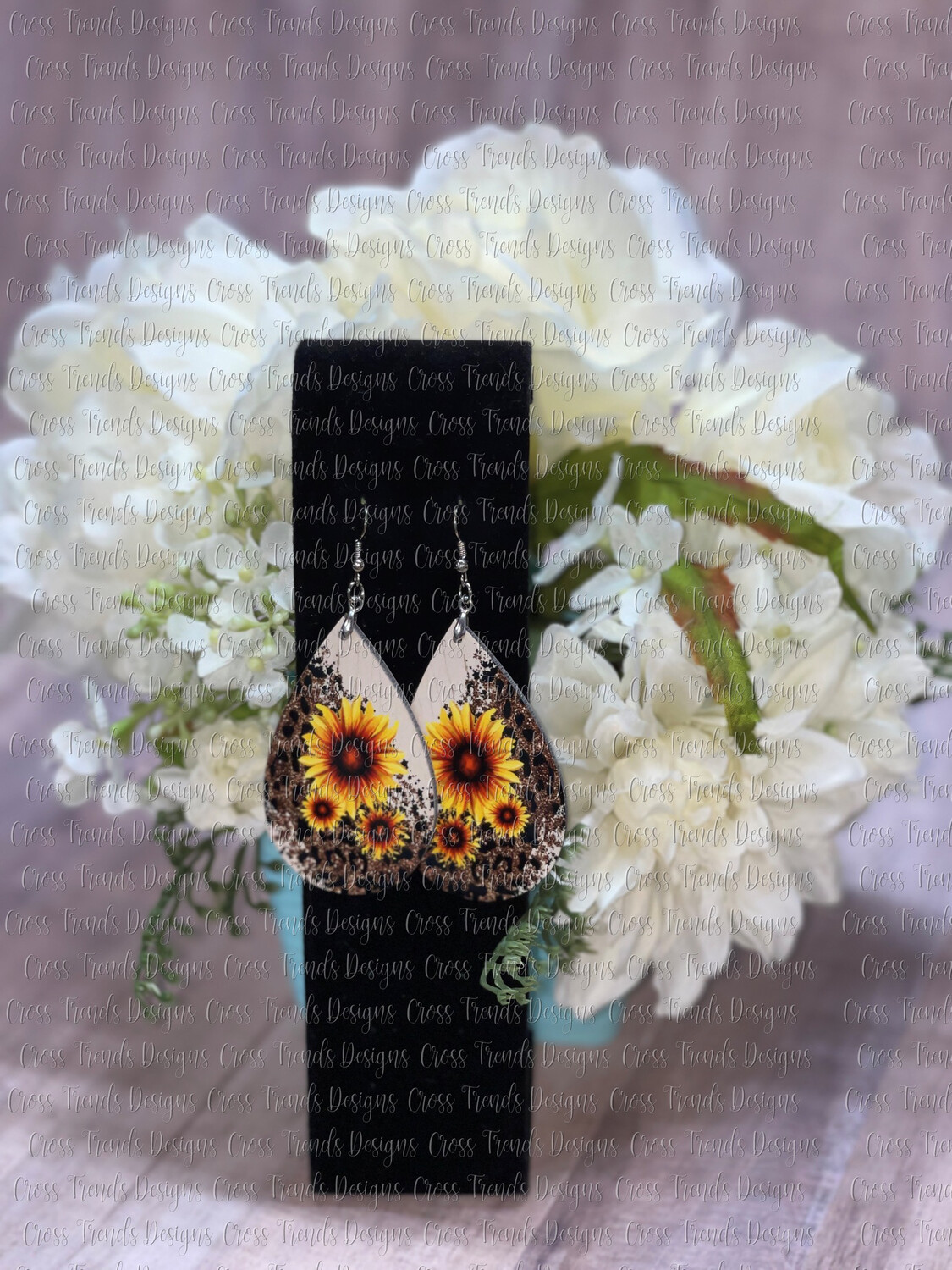 Bright Sunflowers On Cream &amp; Cheetah Background