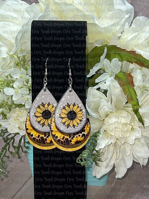 Beautiful Sunflowers on A Silver Glitter &amp; Sunflower Background
