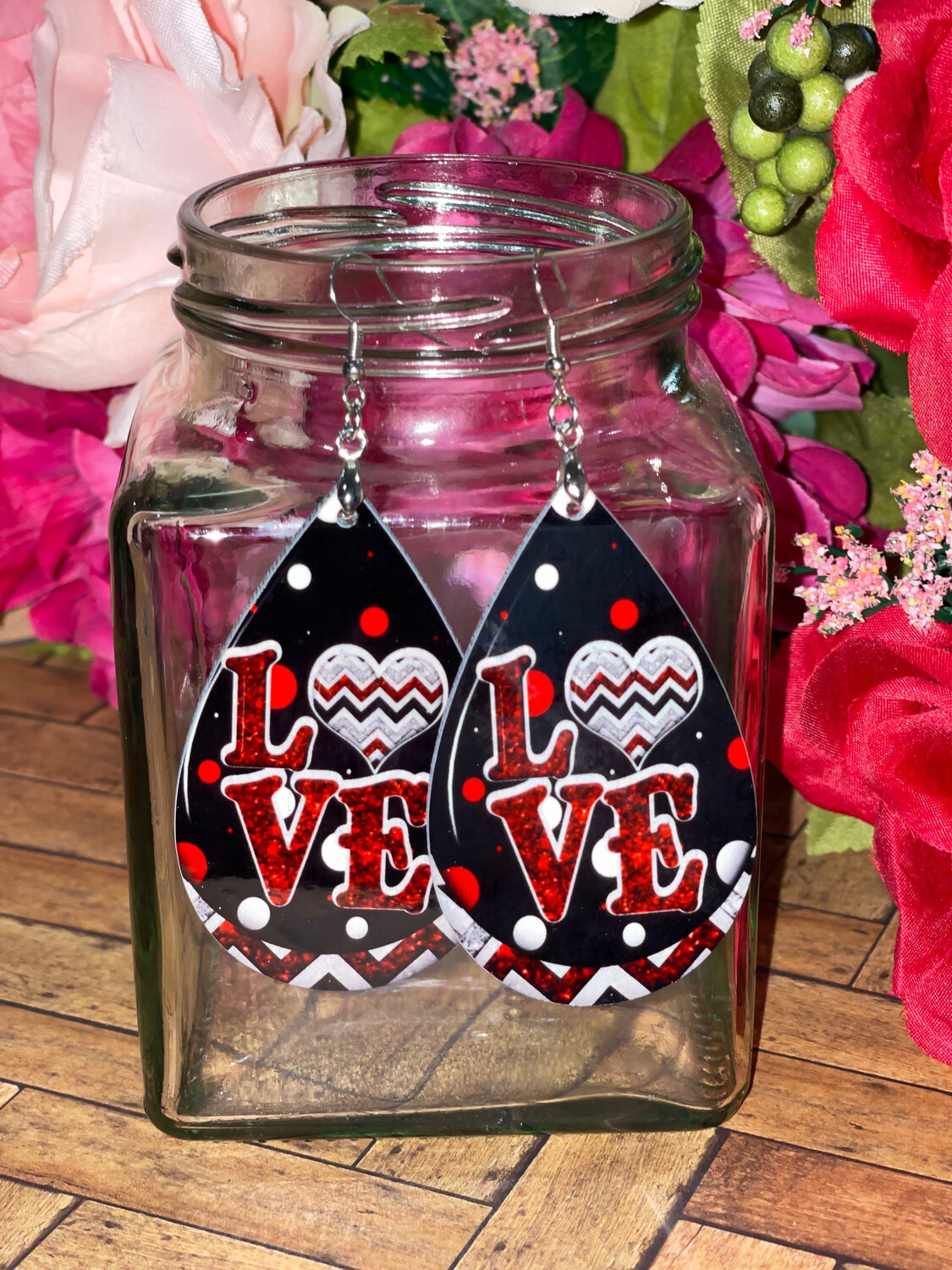 Love Chevron Heart Earrings