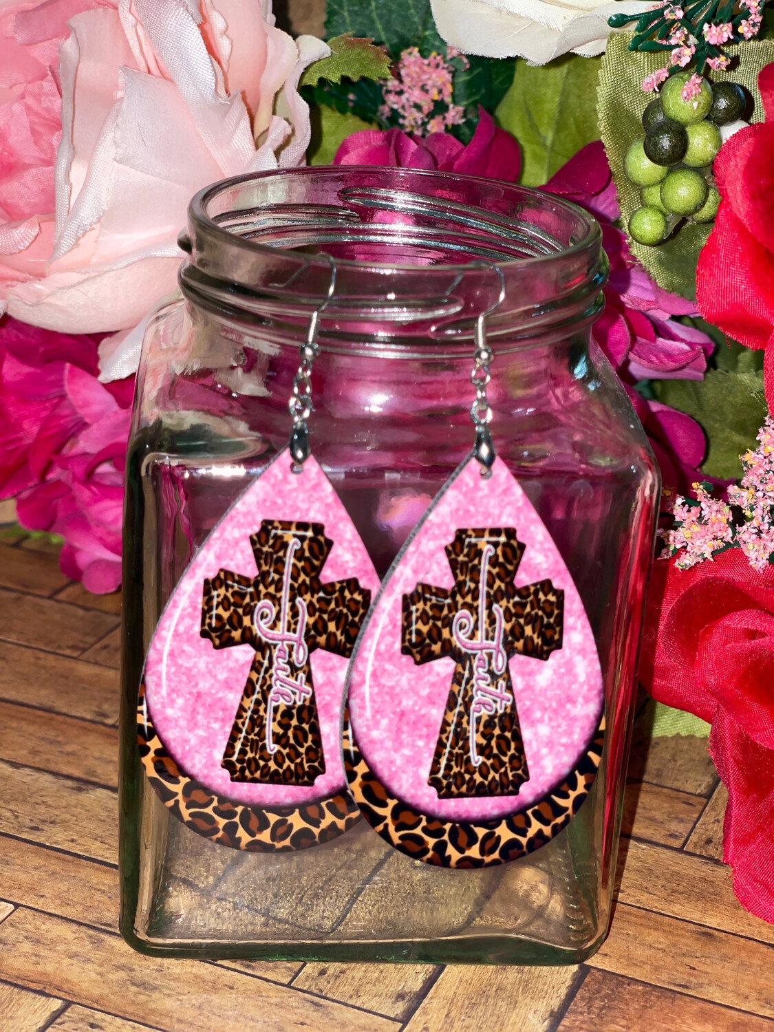 Faith Boho Cheetah &amp; Pink Earrings