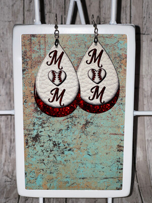 Baseball HEART MOM Earrings