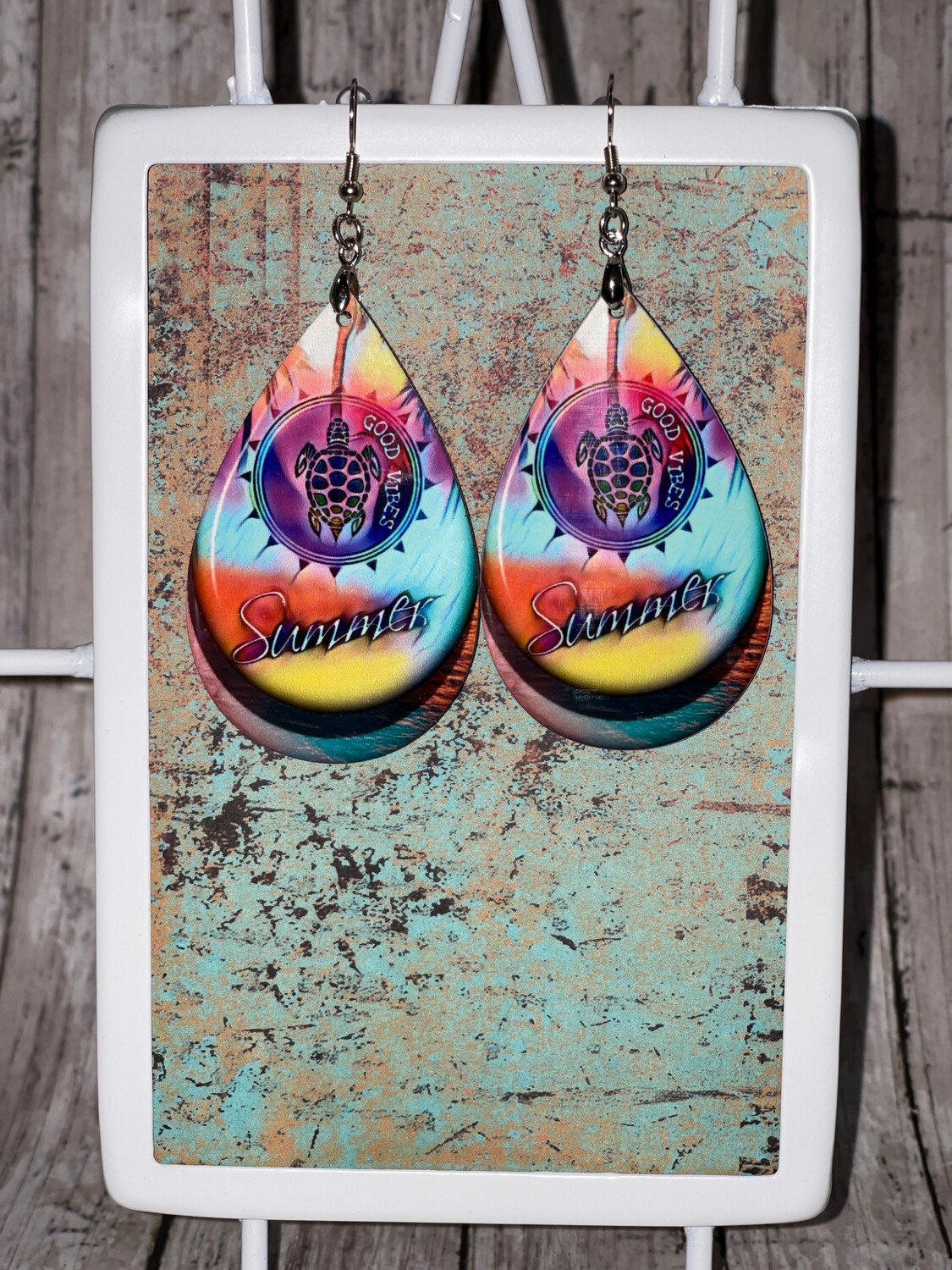 Summer Vibes Colorful Earrings With Sea Turtle