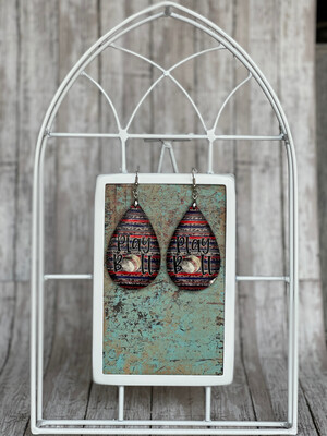 Baseball Earrings With Serape Background