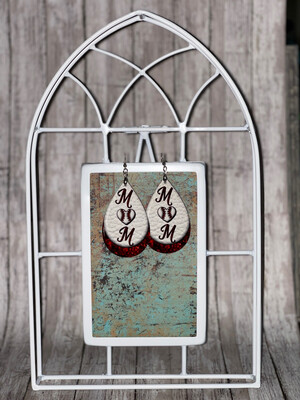 Baseball HEART MOM Earrings