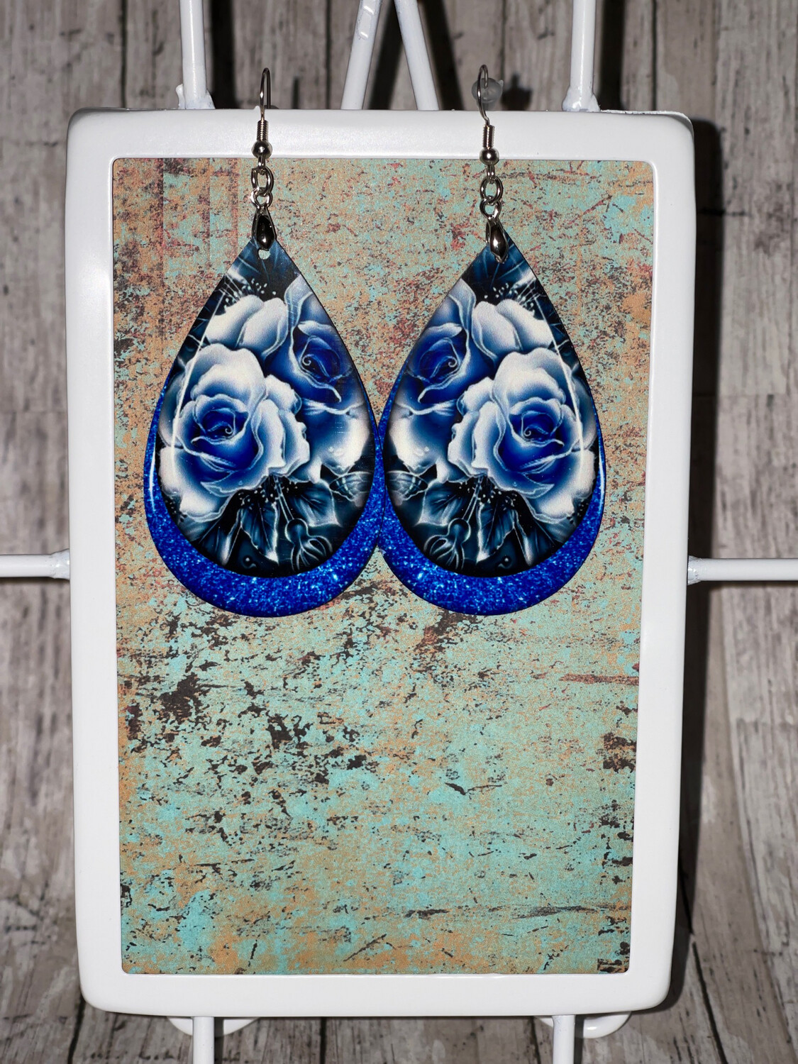 Sapphire Blue Elegant Floral Earrings