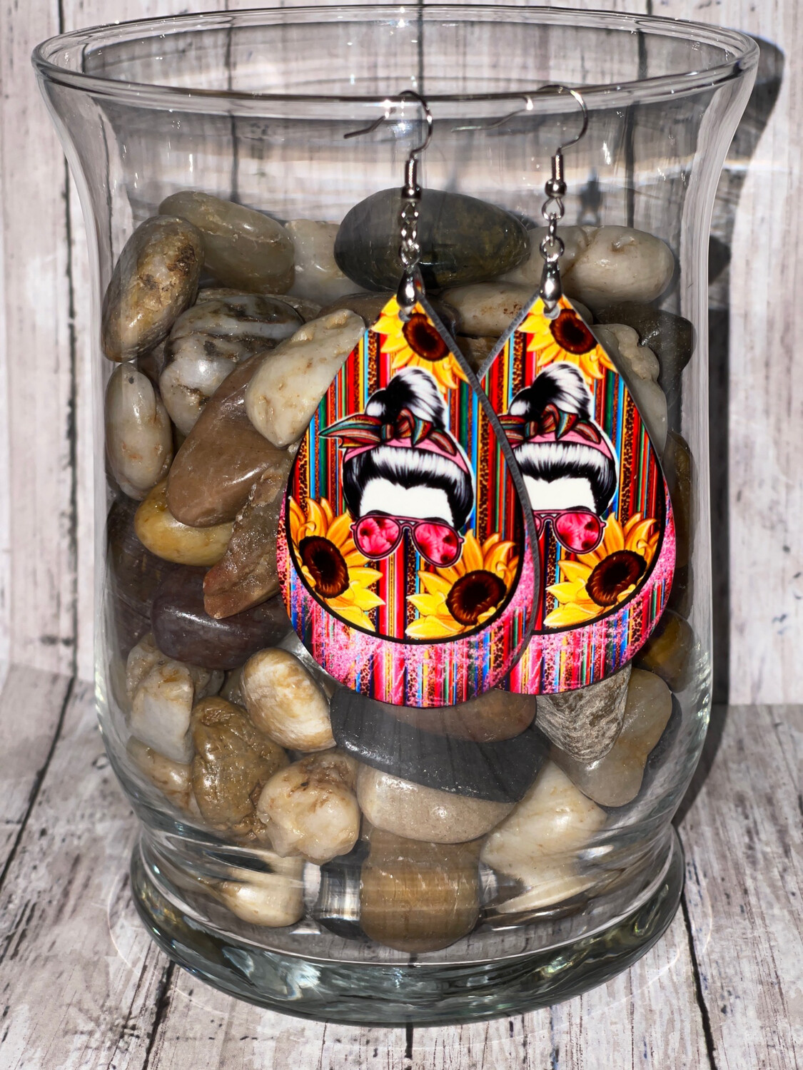 Sunflower Serape Mom Life Earrings