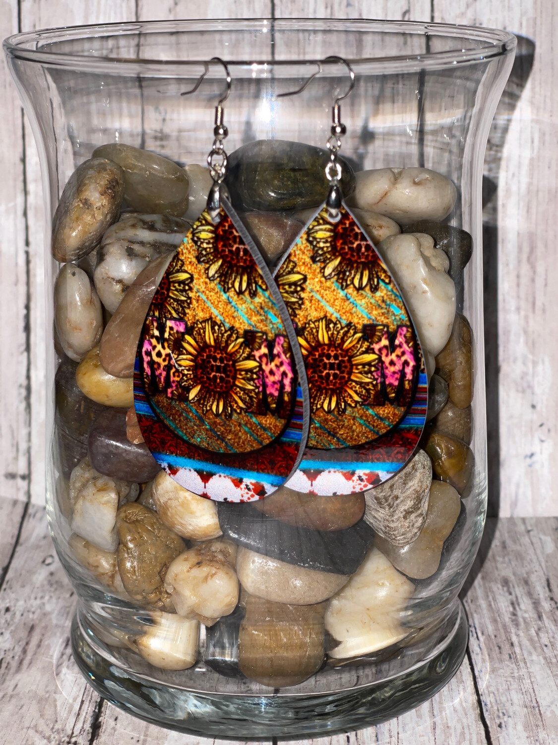 Mom Cheetah Sunflower Earring
