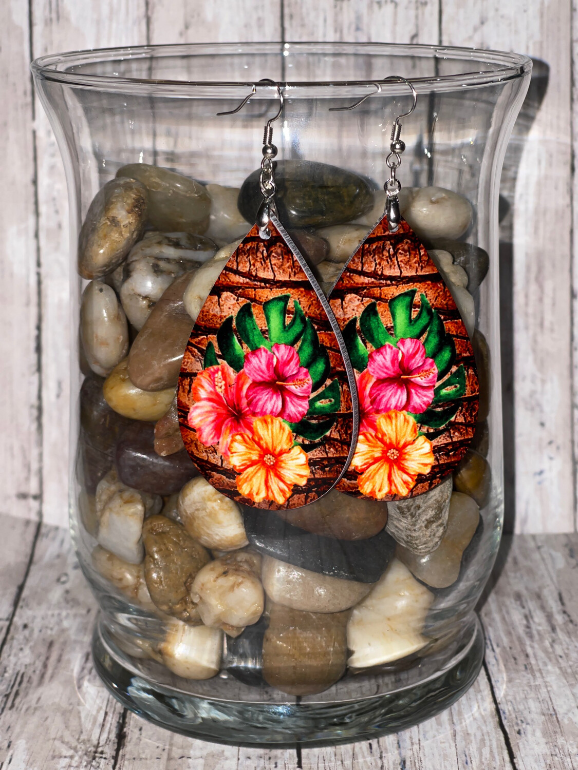 Tropical Floral Hibiscus Earrings