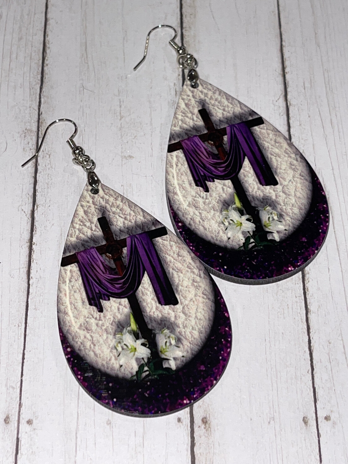 Christian Cross With Purple Drape