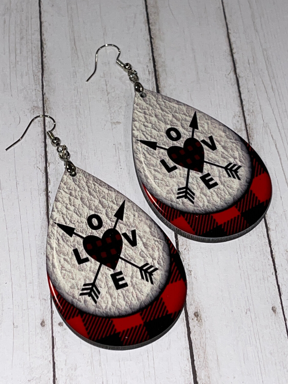 Love Arrows With Buffalo Plaid Earrings.