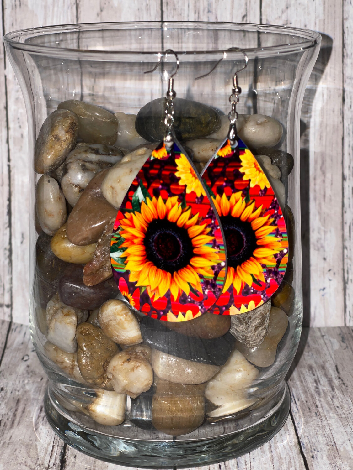Electrical Bright Serape Floral And Sunflower Earrings