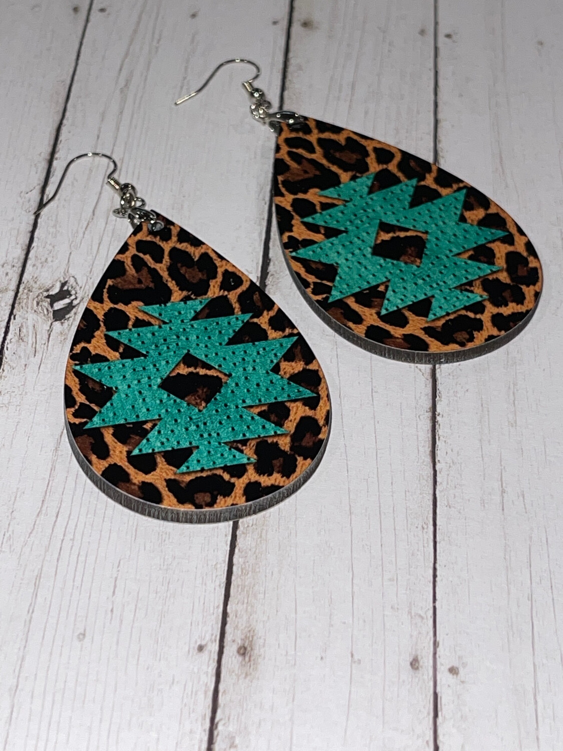 Cheetah Aztec Designed Teardrop Earrings