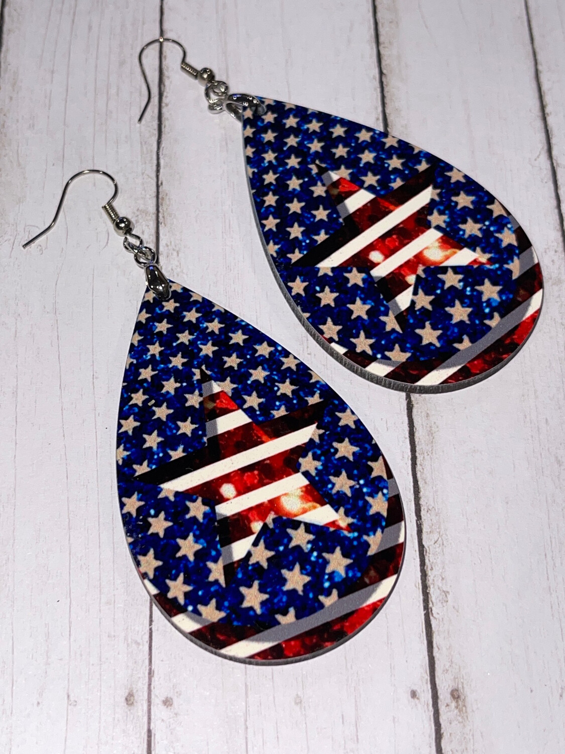 Patriotic Blue Stars With Striped Middle Star Look Dimensional.