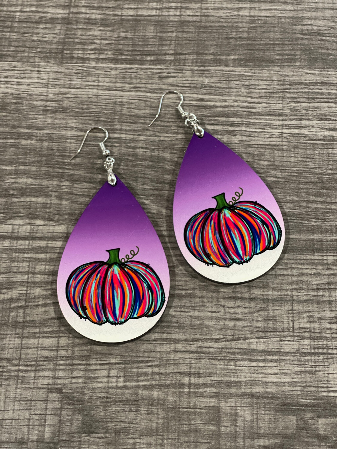 Colorful Fun Pumpkins On Purple Ombre