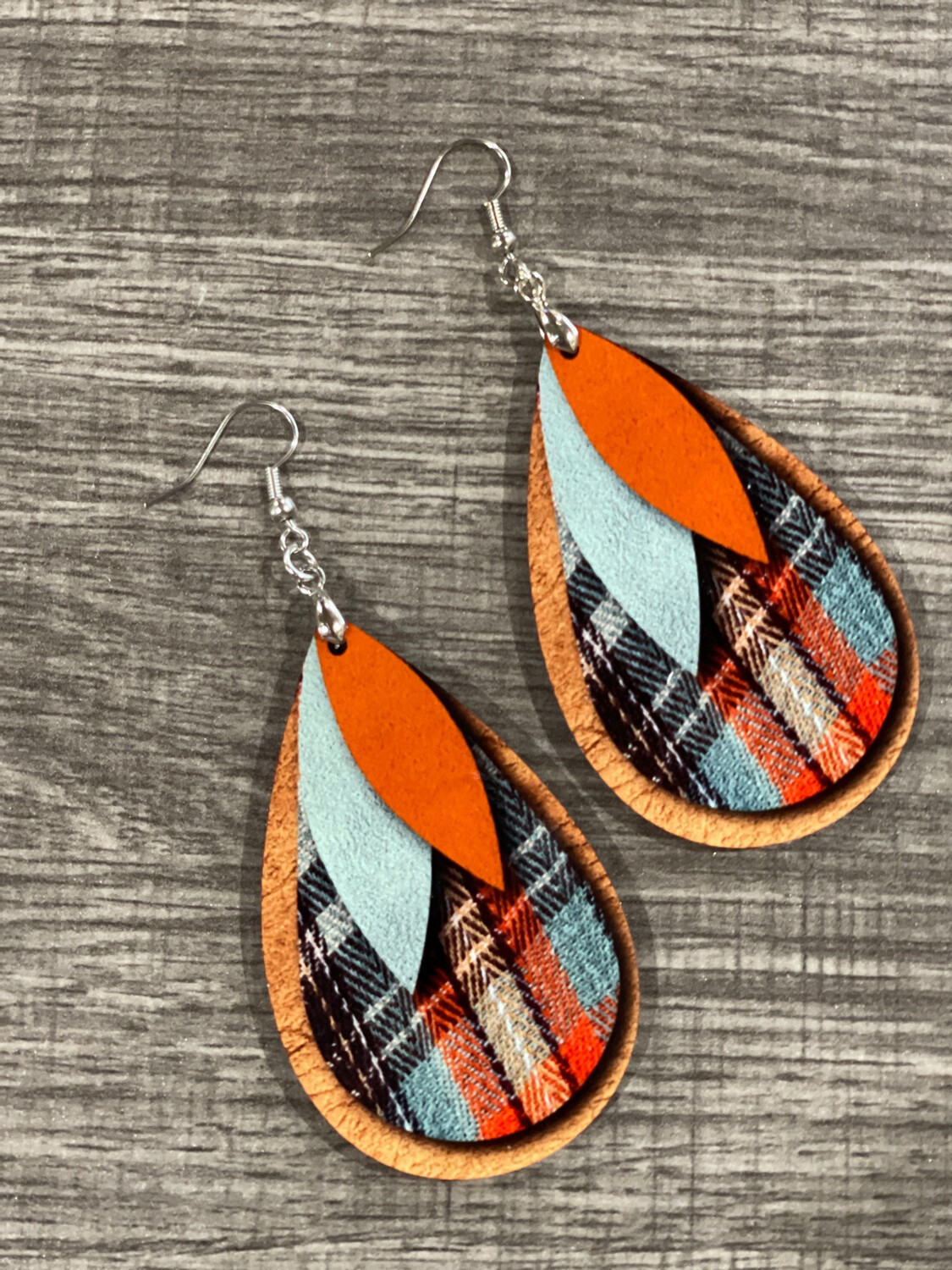 Fall Plaid And FAUX Feather Earrings.