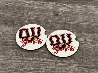 Oklahoma Crimson &amp; Cream Car Coasters