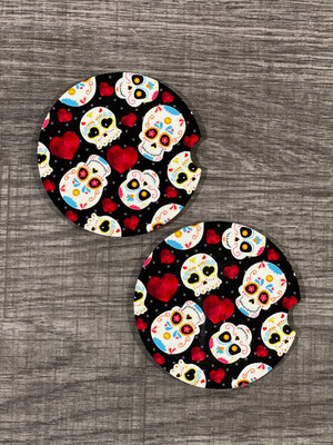 Sugar Skulls Car Coasters Set Of 2